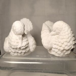 VTG. A. Santini Alabaster White Doves. Set of 2.  (945)